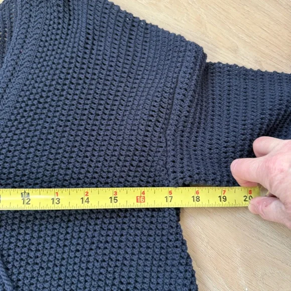 J.Jill NWT Beachy Open Knit Crochet Cotton Pullover Sweater Navy Blue Sz Small - Picture 6 of 7